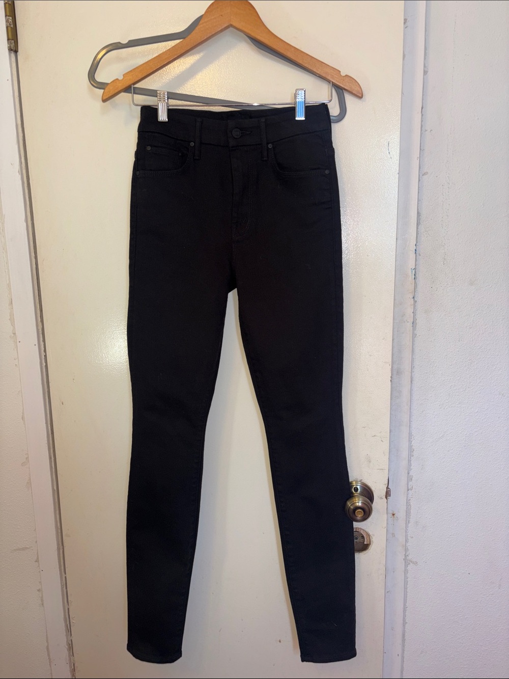 MOTHER Black Skinny Jeans - High-Rise Slim